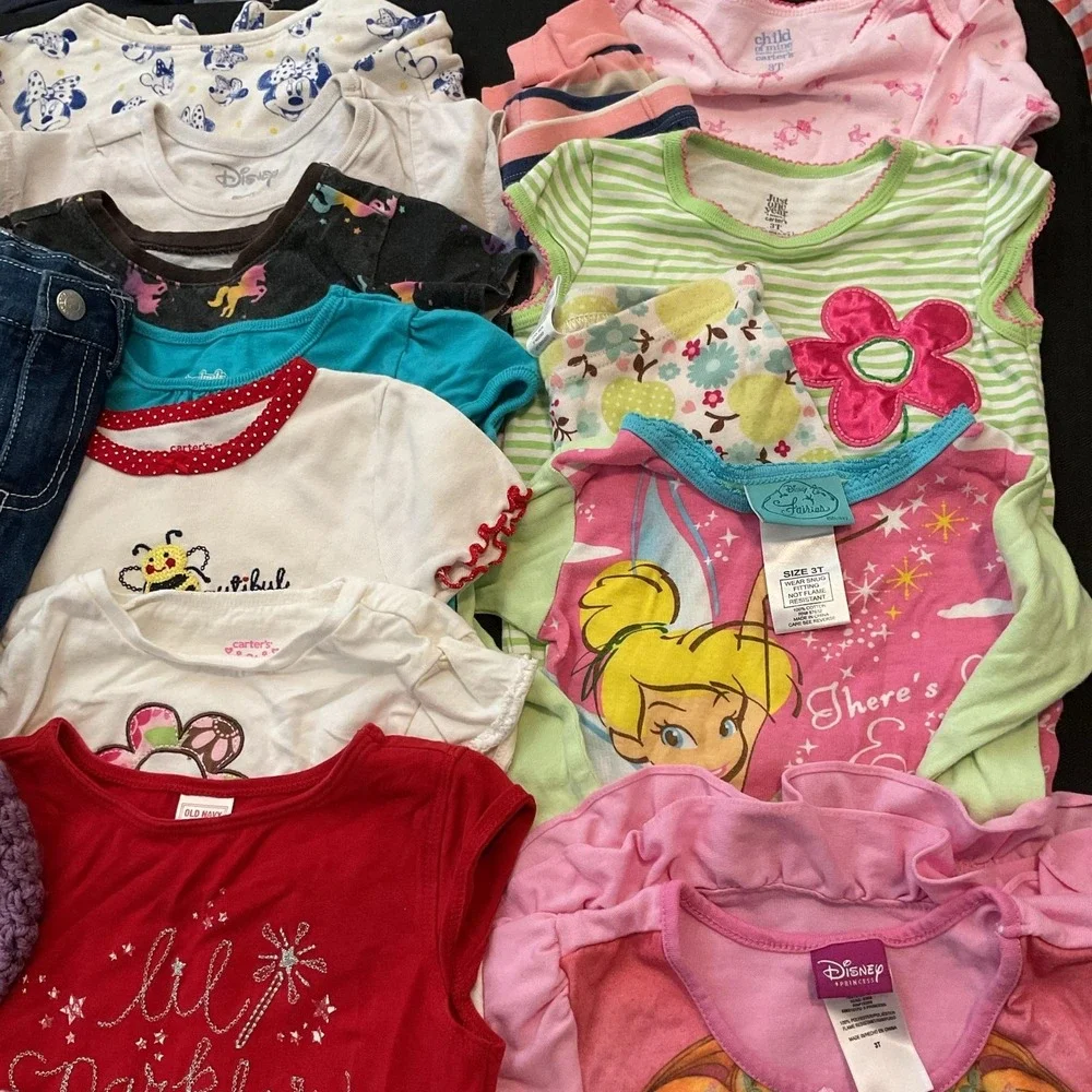 Mixed Brands Outfit Lot Girls 3T Jeans Shorts Dress 24pc Disney Minnie Trolls